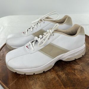 Nike Golf Shoes Wm 8.5 White Tan Burgundy Red Lace Up Sneaker Cleats 309888-161